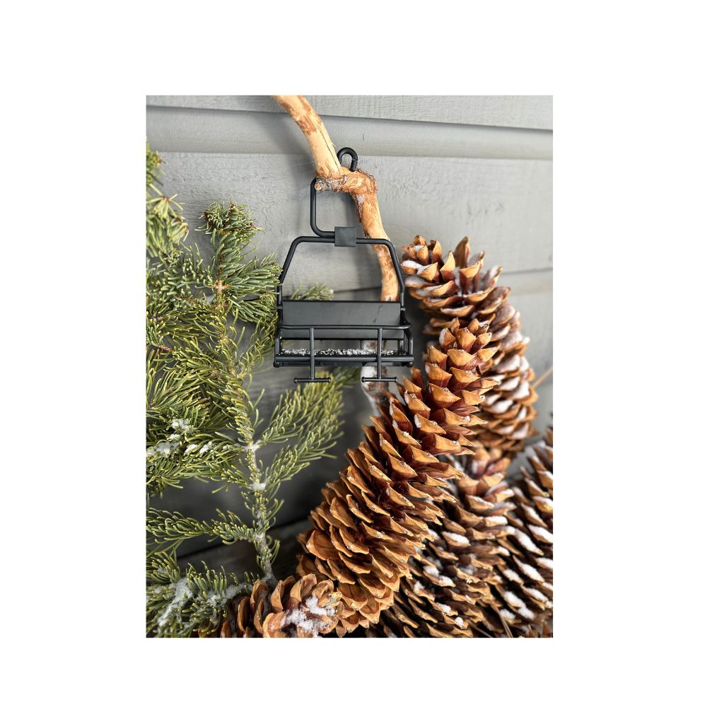 Mini Ski Lift Chair with Pinecone